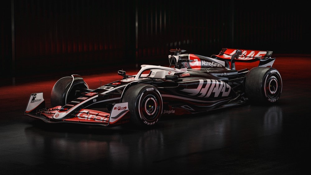 A digital render of the Haas F1 Team's VF-24 livery