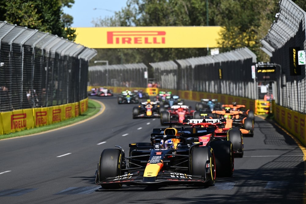 Max Verstappen leading the 2024 Australian Grand Prix