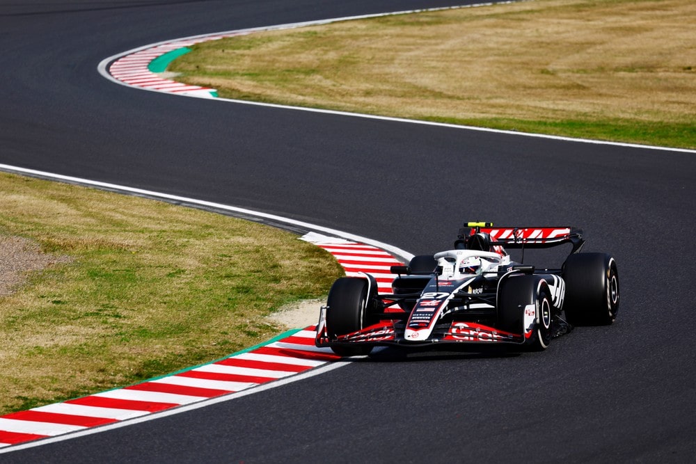 Nico Hulkenberg driving his Haas car at the 2024 Japanese Grand Prix