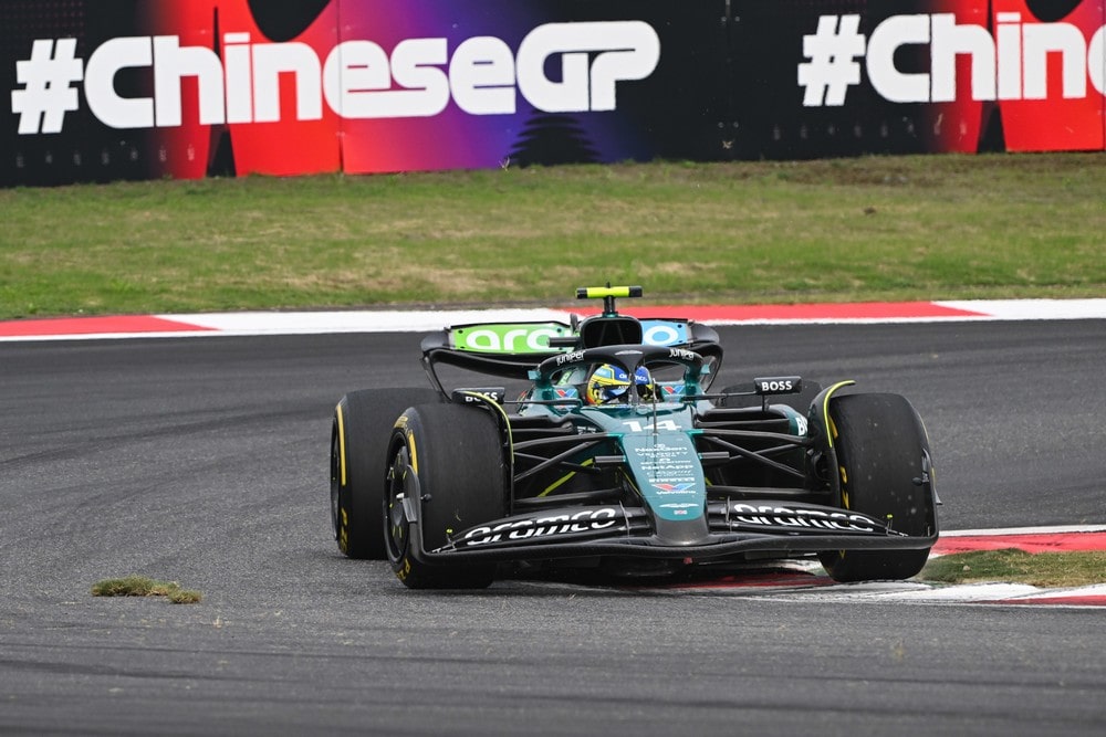 Fernando Alonso driving his Aston Martin in the 2024 Chinese Grand Prix