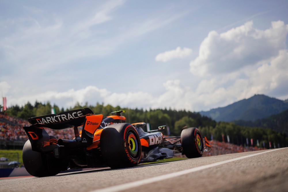 Rear view of Lando Norris' McLaren during the 2024 Austrian Grand Prix weekend