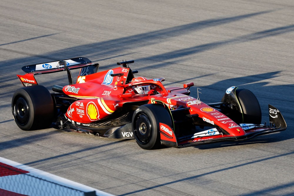 Charles Leclerc testing Pirelli 2026 prototype slick tyres at the Circuit de Barcelona-Catalunya