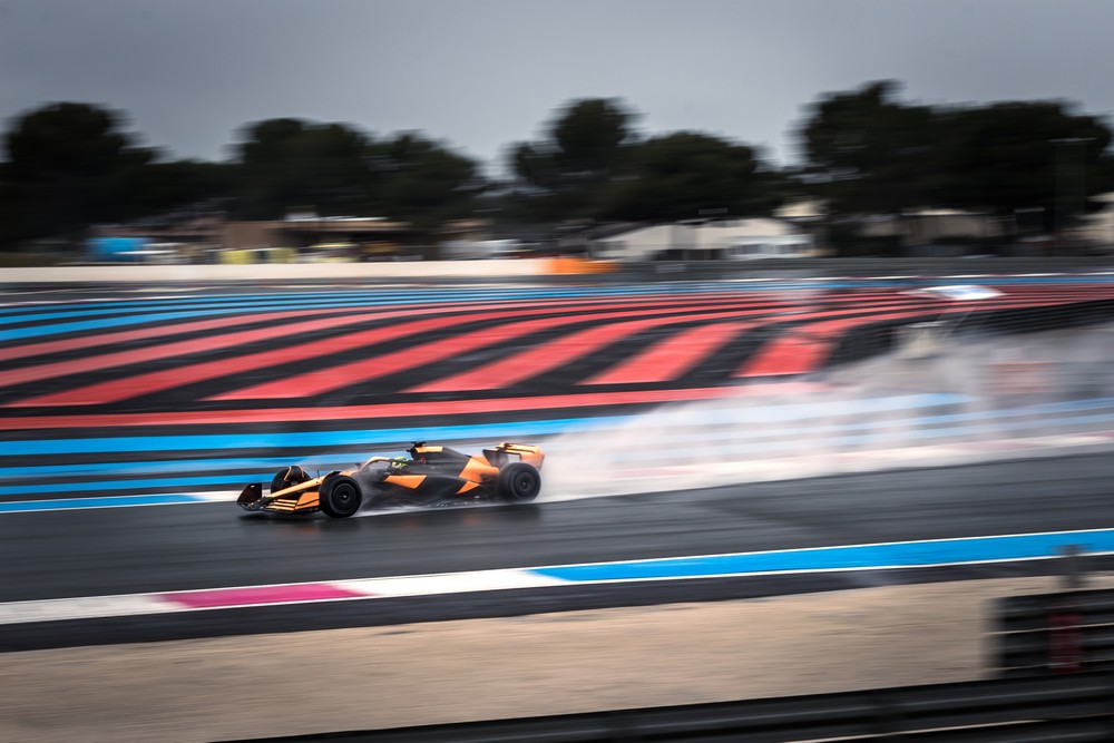 Lando Norris testing Pirelli's 2026 wet tyres at Paul Ricard