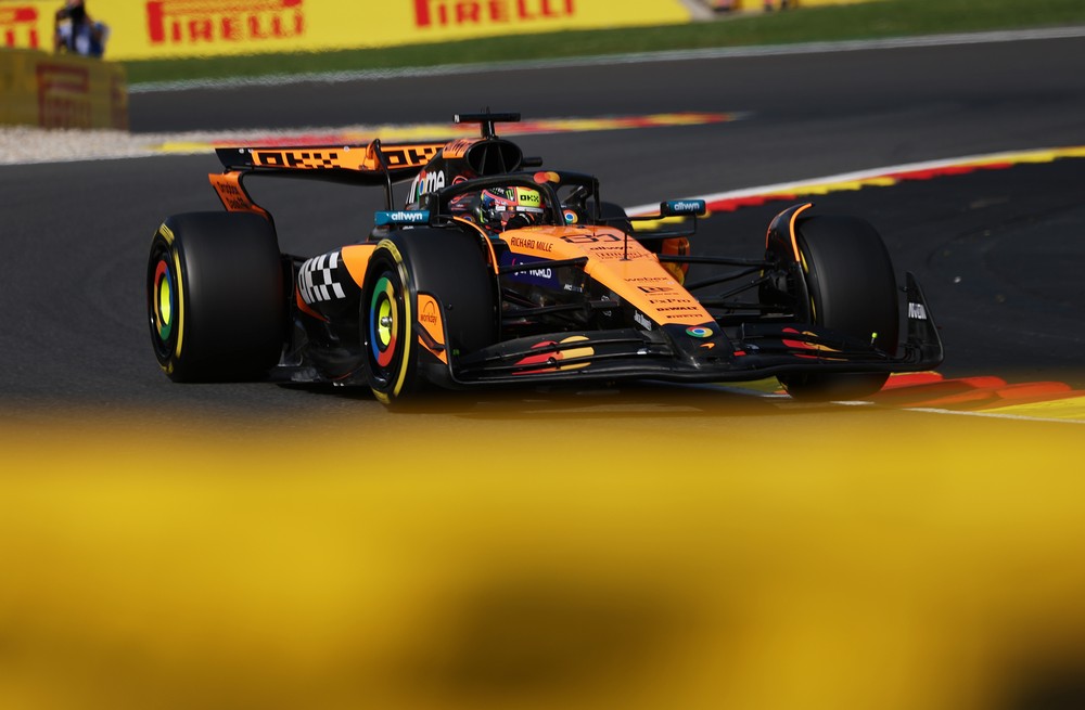 Oscar Piastri during practice for the 2025 Belgian Grand Prix