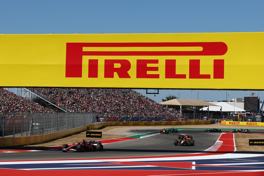 Charles Leclerc ahead of Lando Norris at the 2025 United States Grand Prix