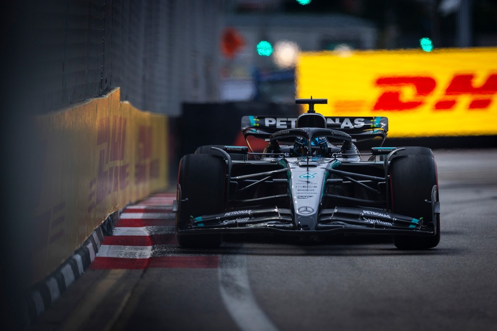 George Russell during practice for the 2025 Singapore Grand Prix