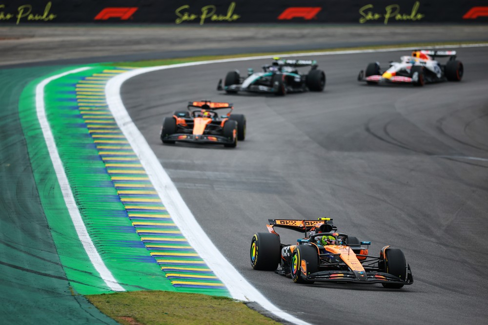 Lando Norris leads teammate Oscar Piastri during the 2025 Brazilian Grand Prix